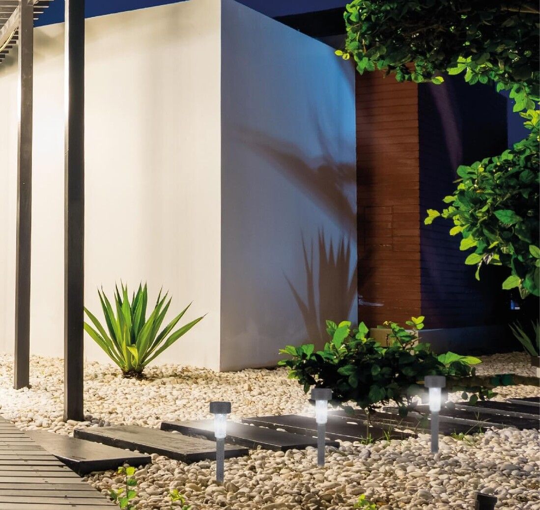Estaca Led solar Tuni efecto piedra IP44 6500K