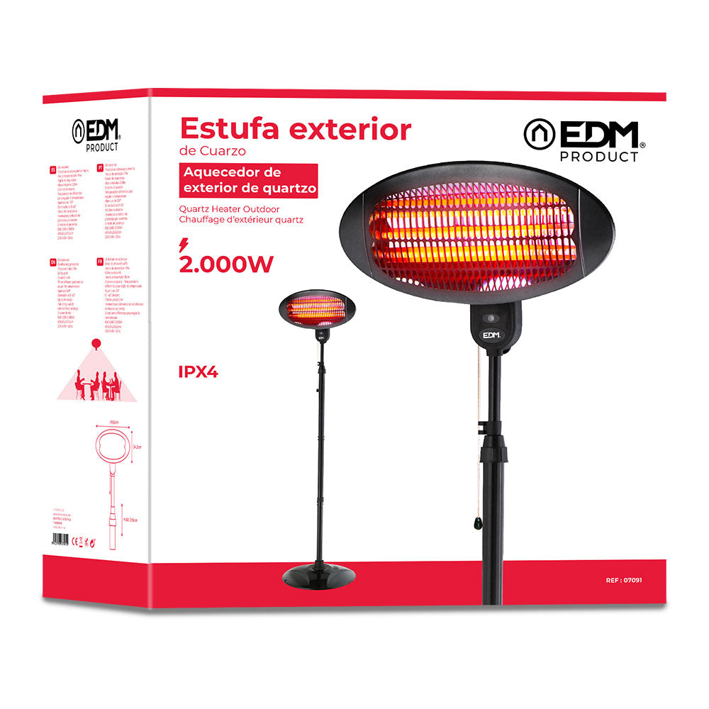 Estufa cuarzo exterior c/pie 2000w