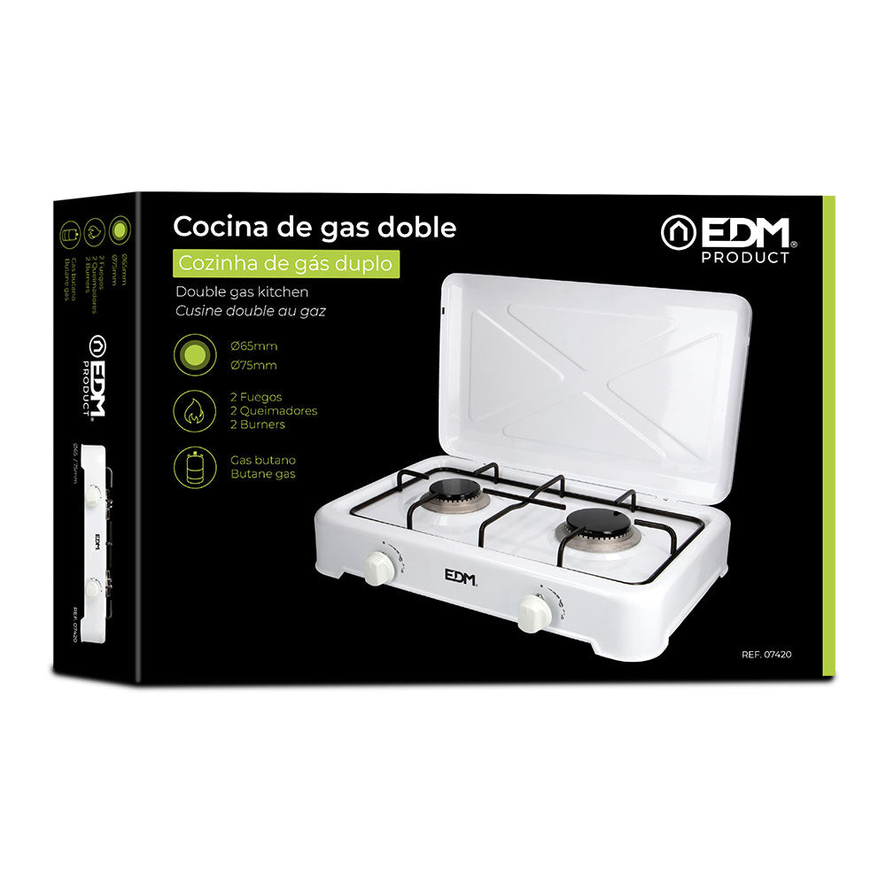 Cocina de gas esmaltada 2 fuego Ø65mm