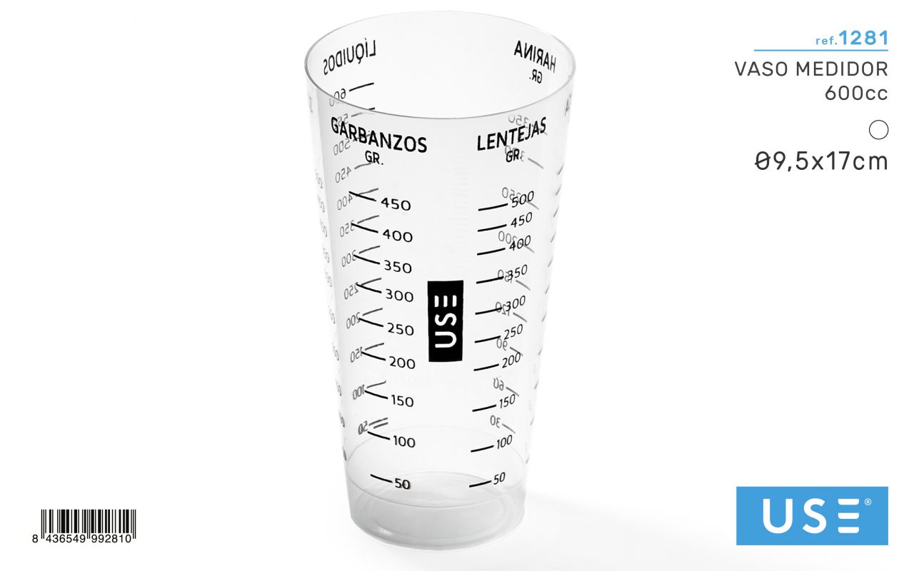 Vaso medidor transparente 0,6L