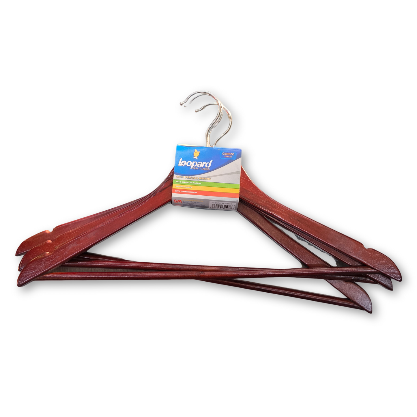 Pack 3 perchas de madera cerezo