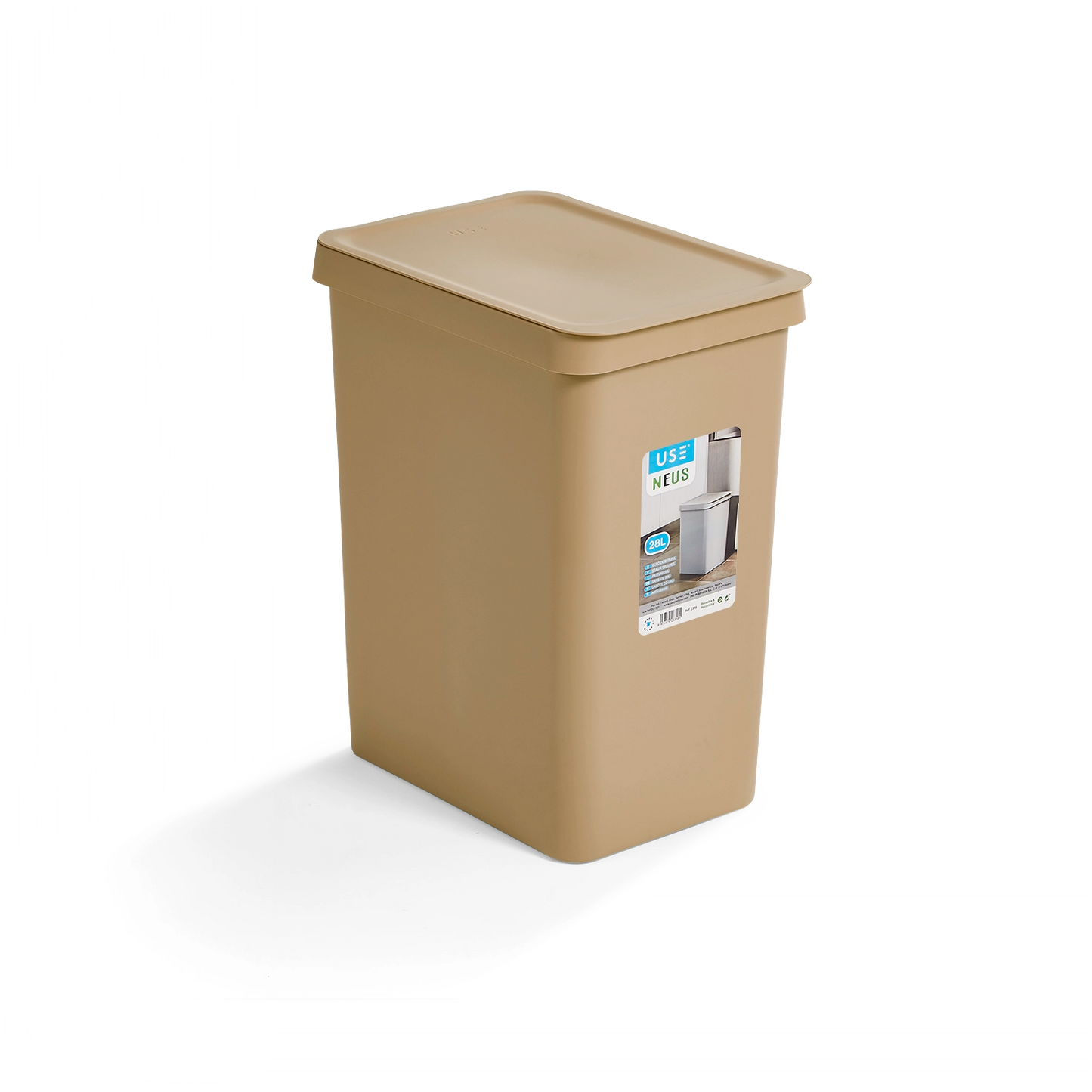 Cubo con Tapa 28L Neus gris pastel