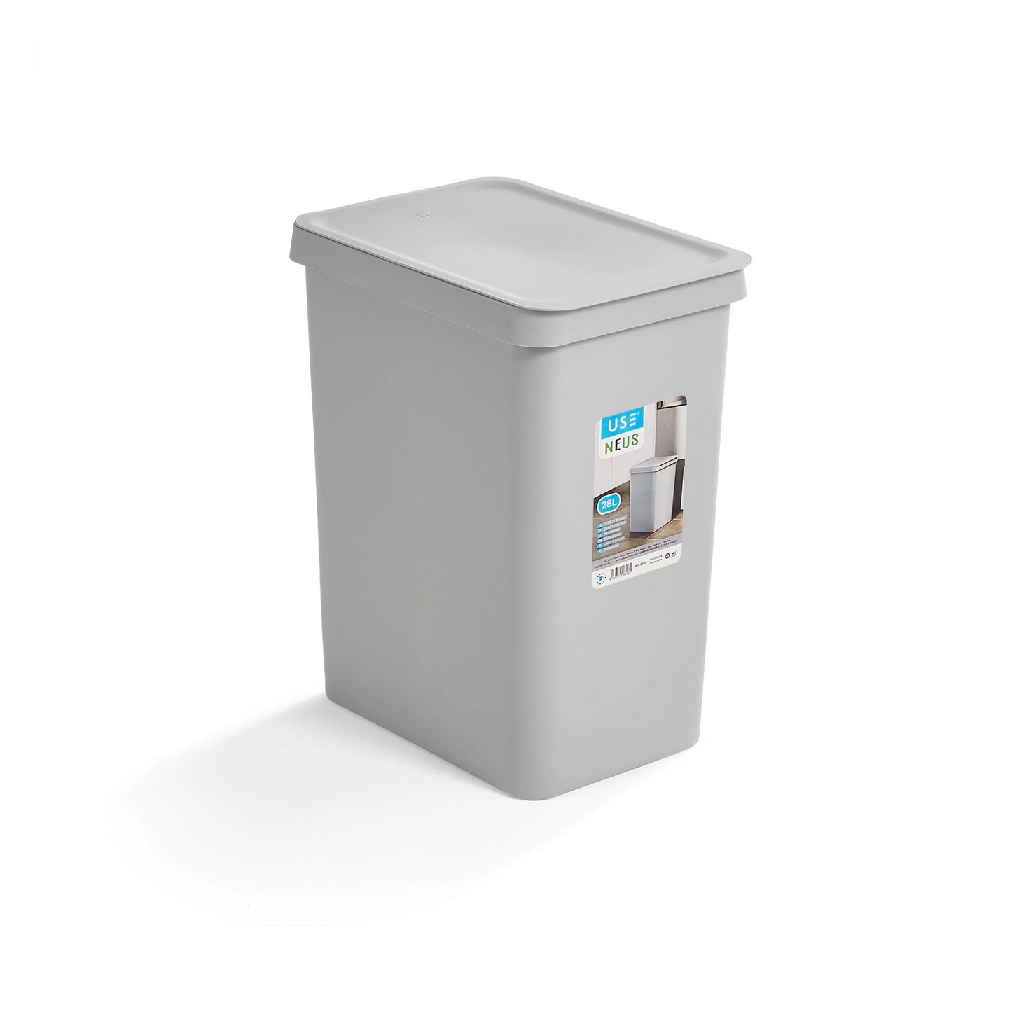 Cubo con Tapa 28L Neus gris pastel