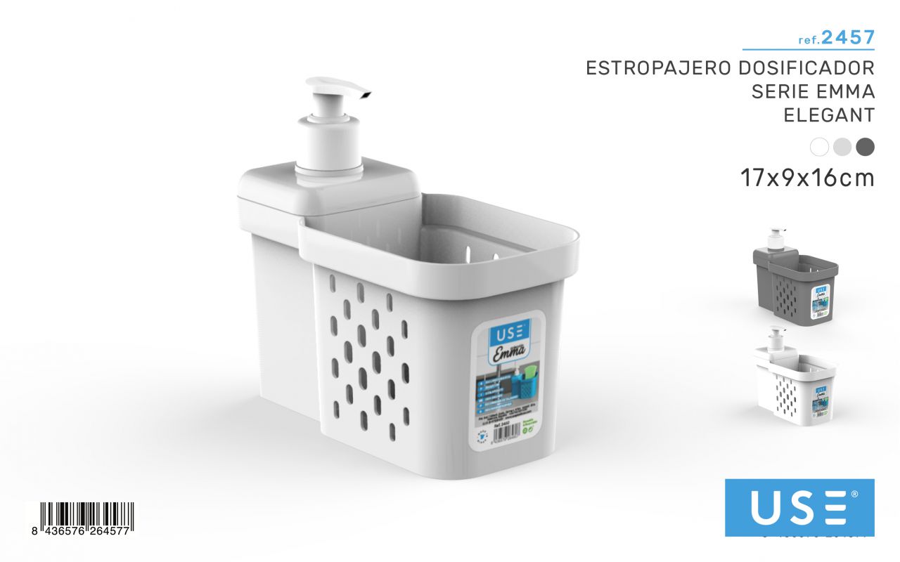Estropajero con Dosificador Emma gris