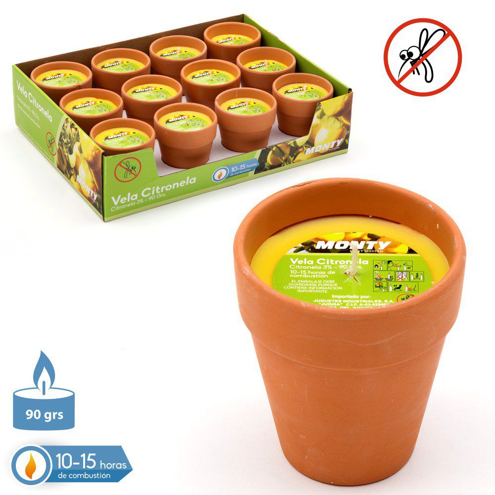 CANDELA 3% CITRONELLA VASO TERRACOTTA 8 X 9 CM 90 gr - combustione 10/15 ore