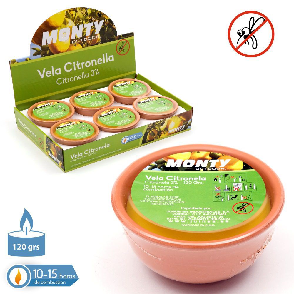 CANDELA 3% CITRONELLA BASE TERRACOTTA 13 X 6,50 CM 120 gr - 10-15 ore di combustione