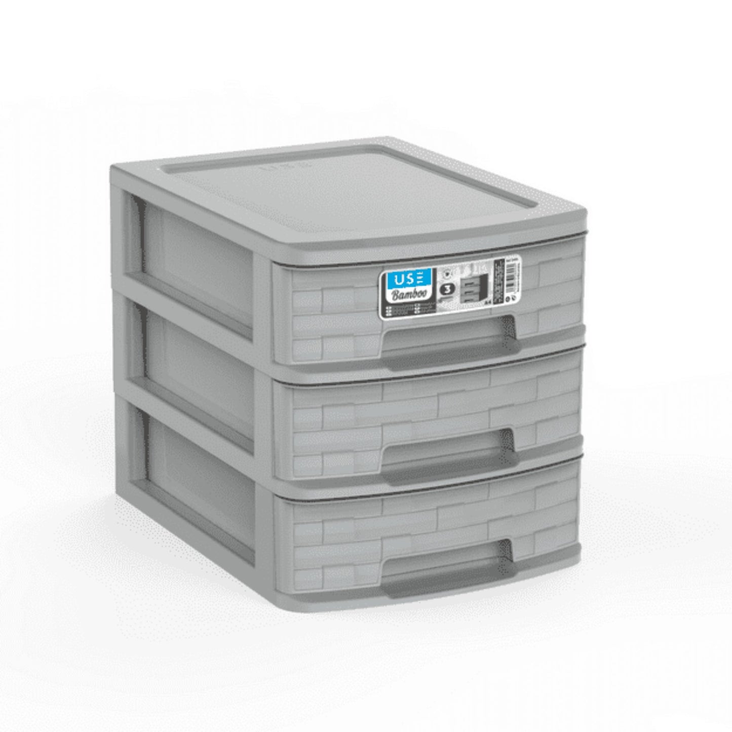 Cajonera A4 Bamboo 3 Cajones gris claro