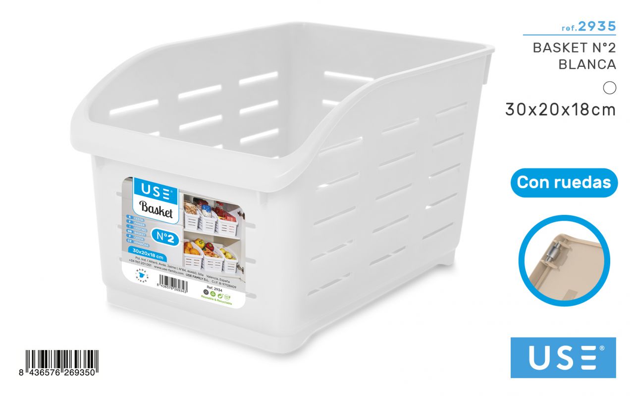Cesta Cocina con Ruedas Basket Nº2 blanco