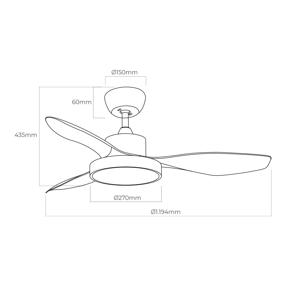 Ventilador techo de led 120cm