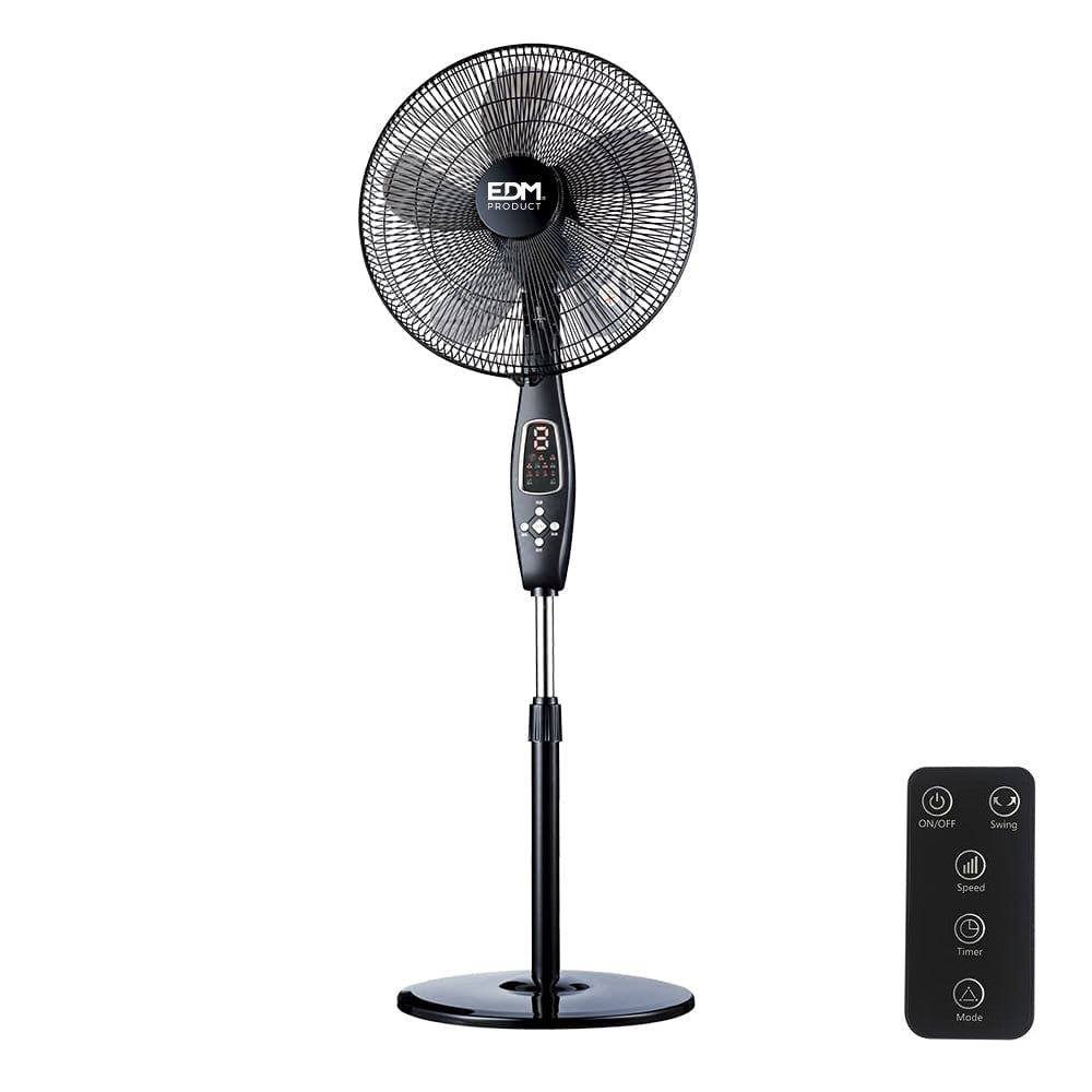 Ventilador de pie con mando negro