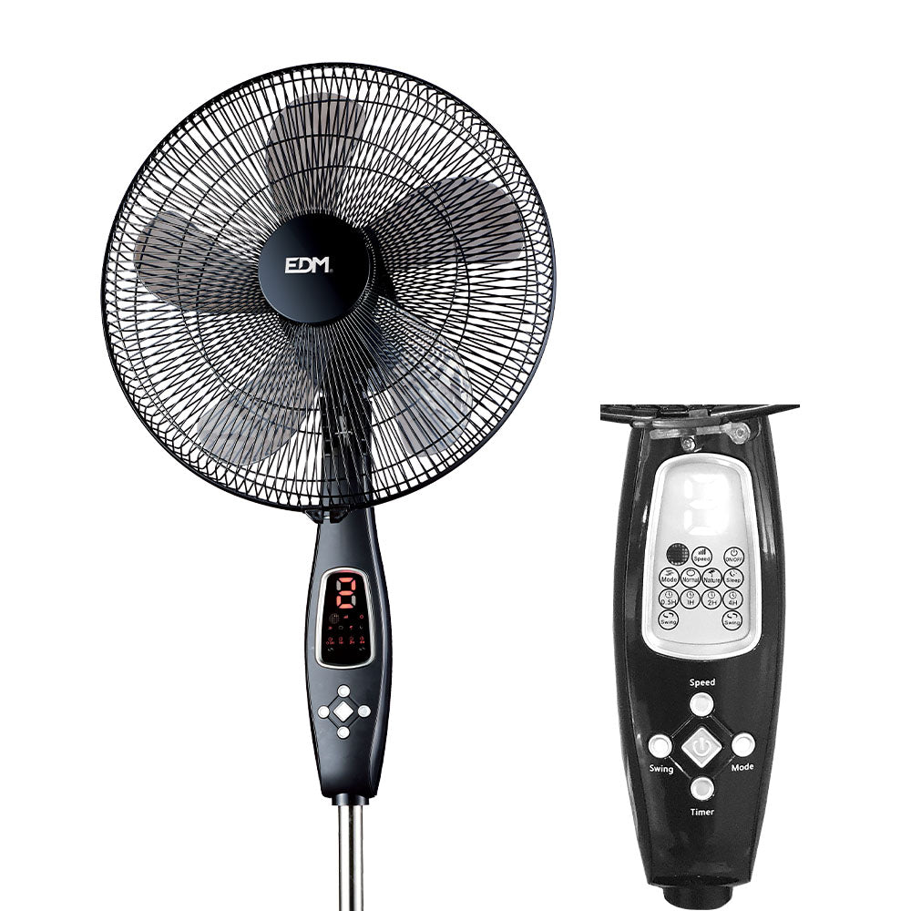 Ventilador de pie con mando negro