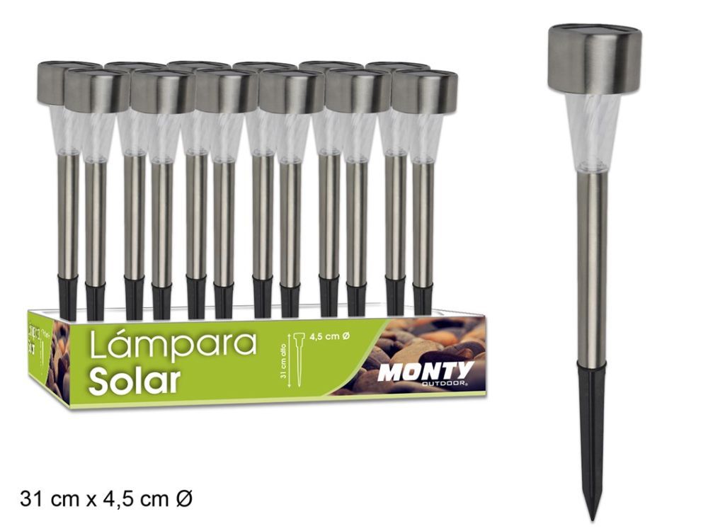 LÁMPARA SOLAR ACERO INOXIDABLE 4,50 X 31 CM