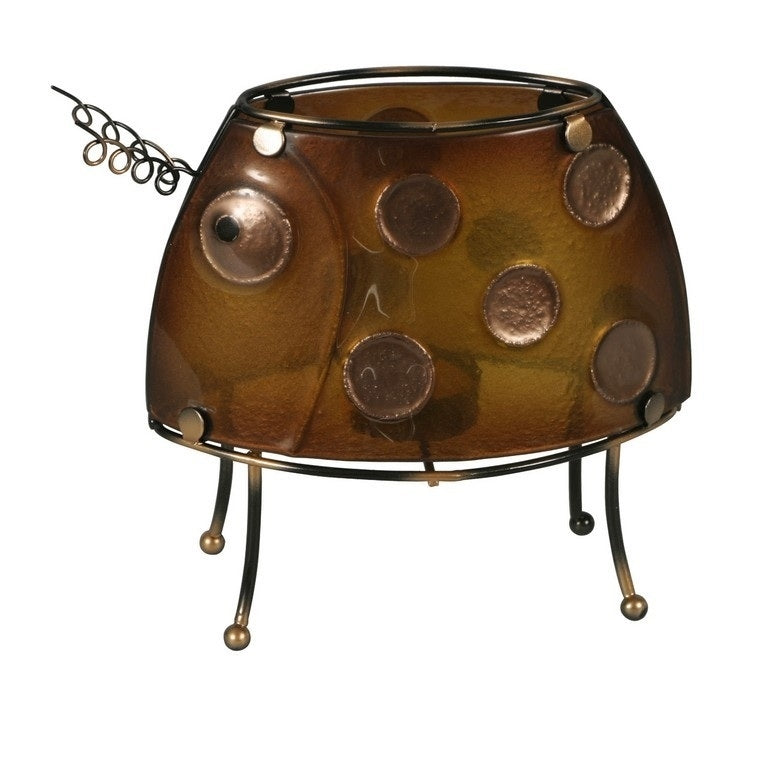 CANDELABRO CRISTAL OCRE 20X9X17