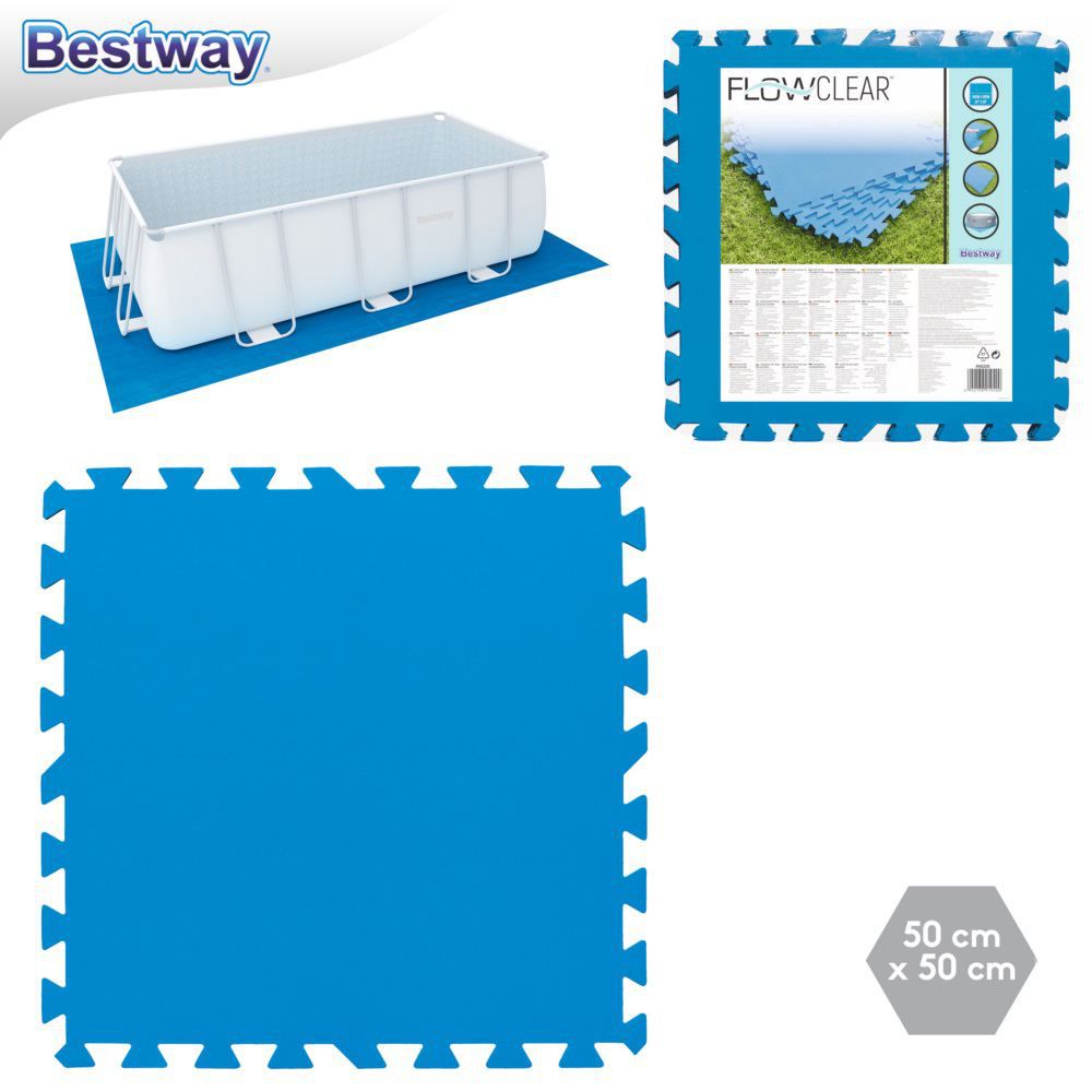 Tapiz suelo de goma 9pcs 50x50cm azul