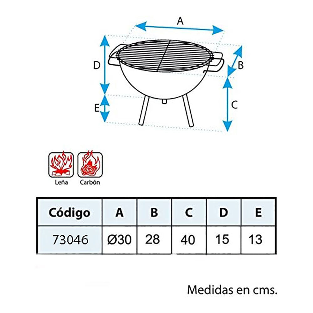 Barbacoa sobremesa redonda Ø30x28cm