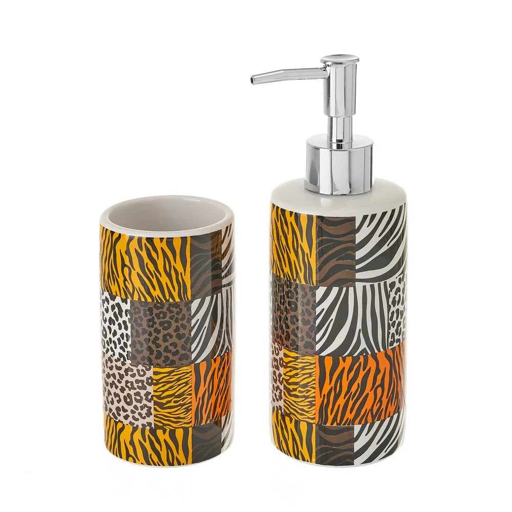 Set baño animal print ceramica 6.5*6.5*19cm