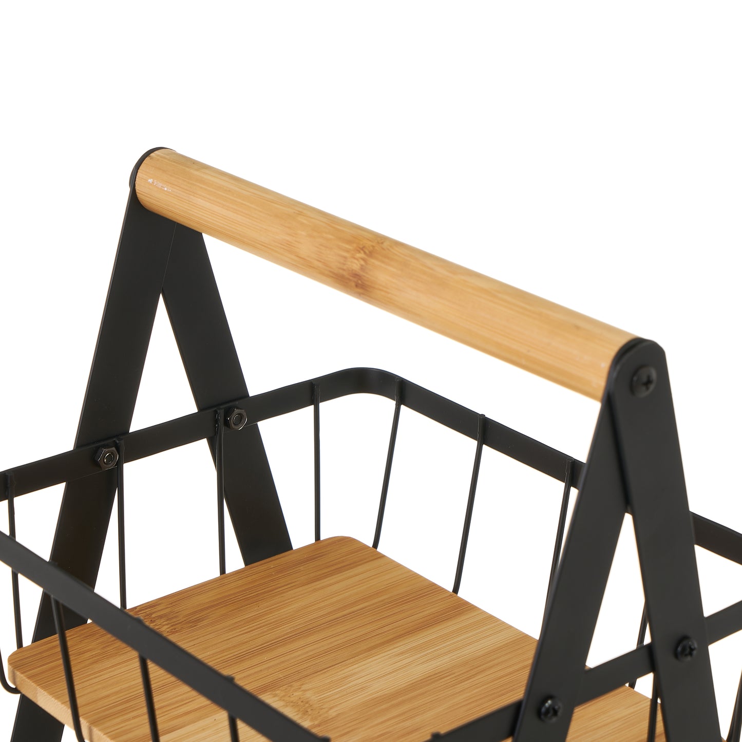 Cesta doble metal-bambu negro 30*20*40cm