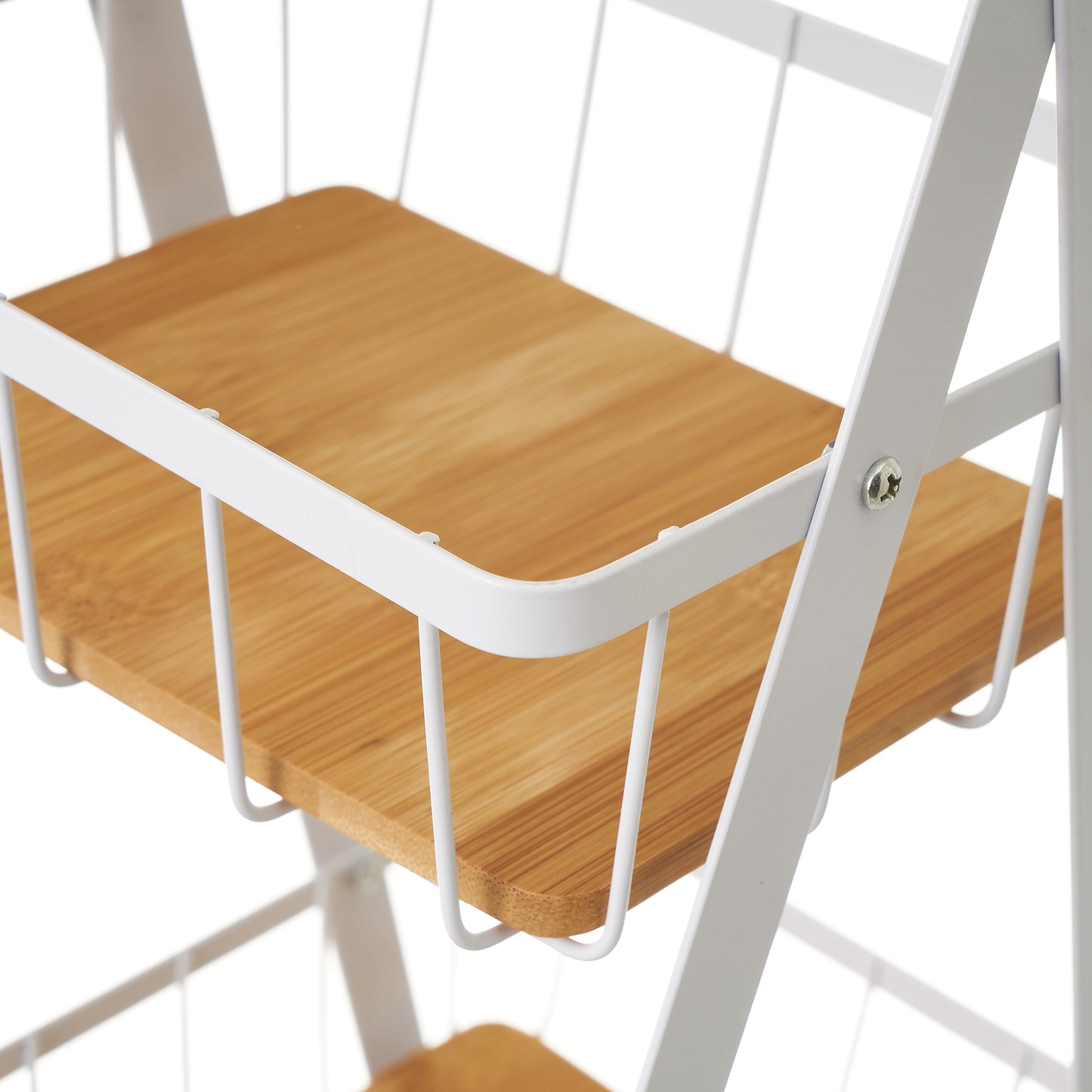 Cesta doble metal-bambu blanco 30*20*40cm
