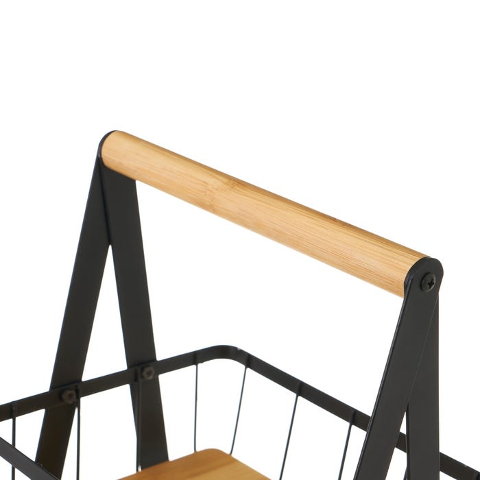CESTA TRIPLE METAL-BAMBÚ BLANCO 30 X 20 X 60 CM