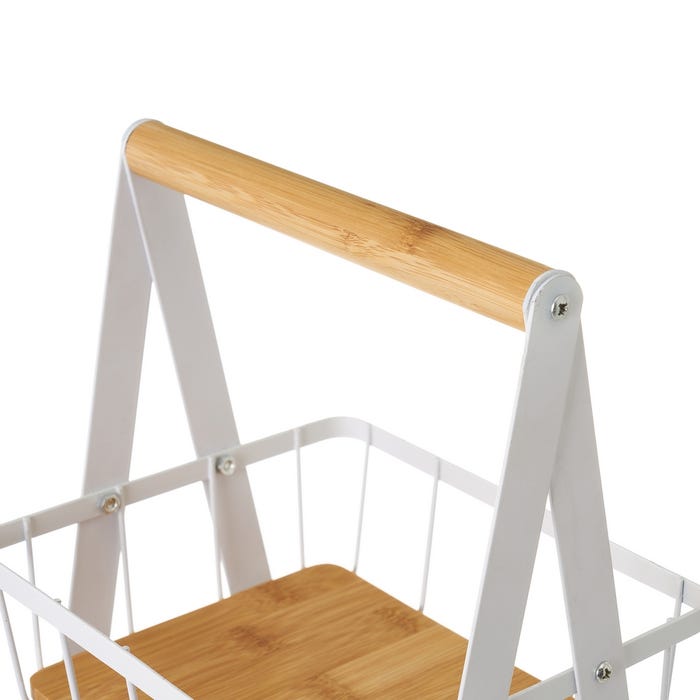 CESTA TRIPLE METAL-BAMBÚ NEGRO 30 X 20 X 60 CM