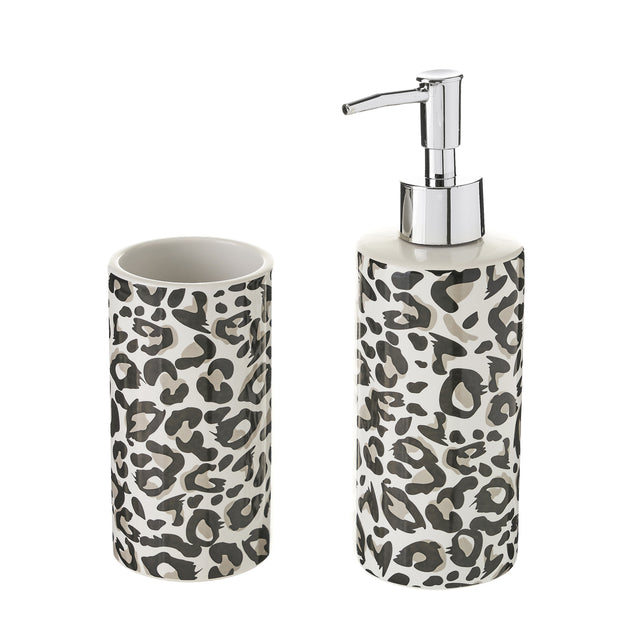 Set baño animal print ceramica 6.5*6.5*19cm