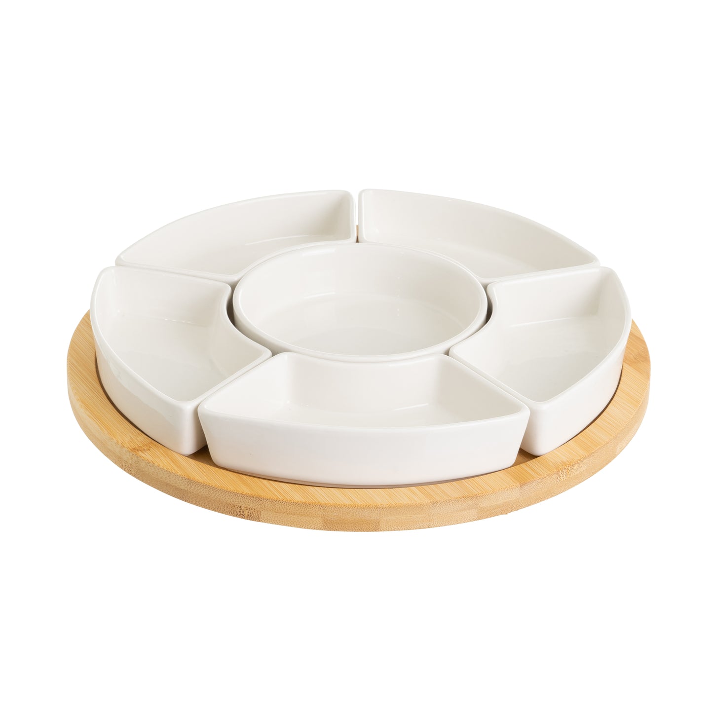 Cuenco con bandeja porcelona-bambu 30*30*5cm