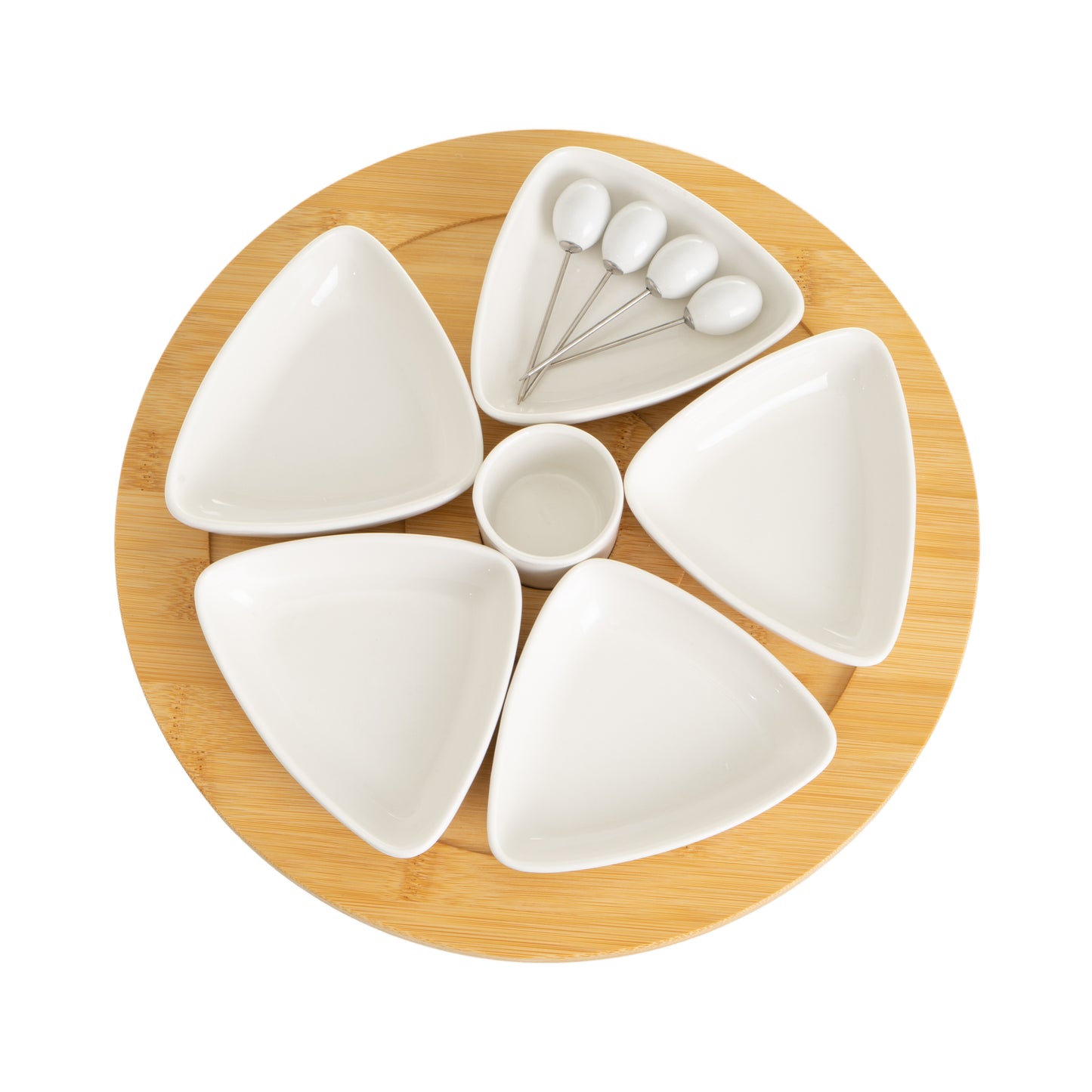 Cuenco con bandeja porcelona-bambu 30*30*5cm