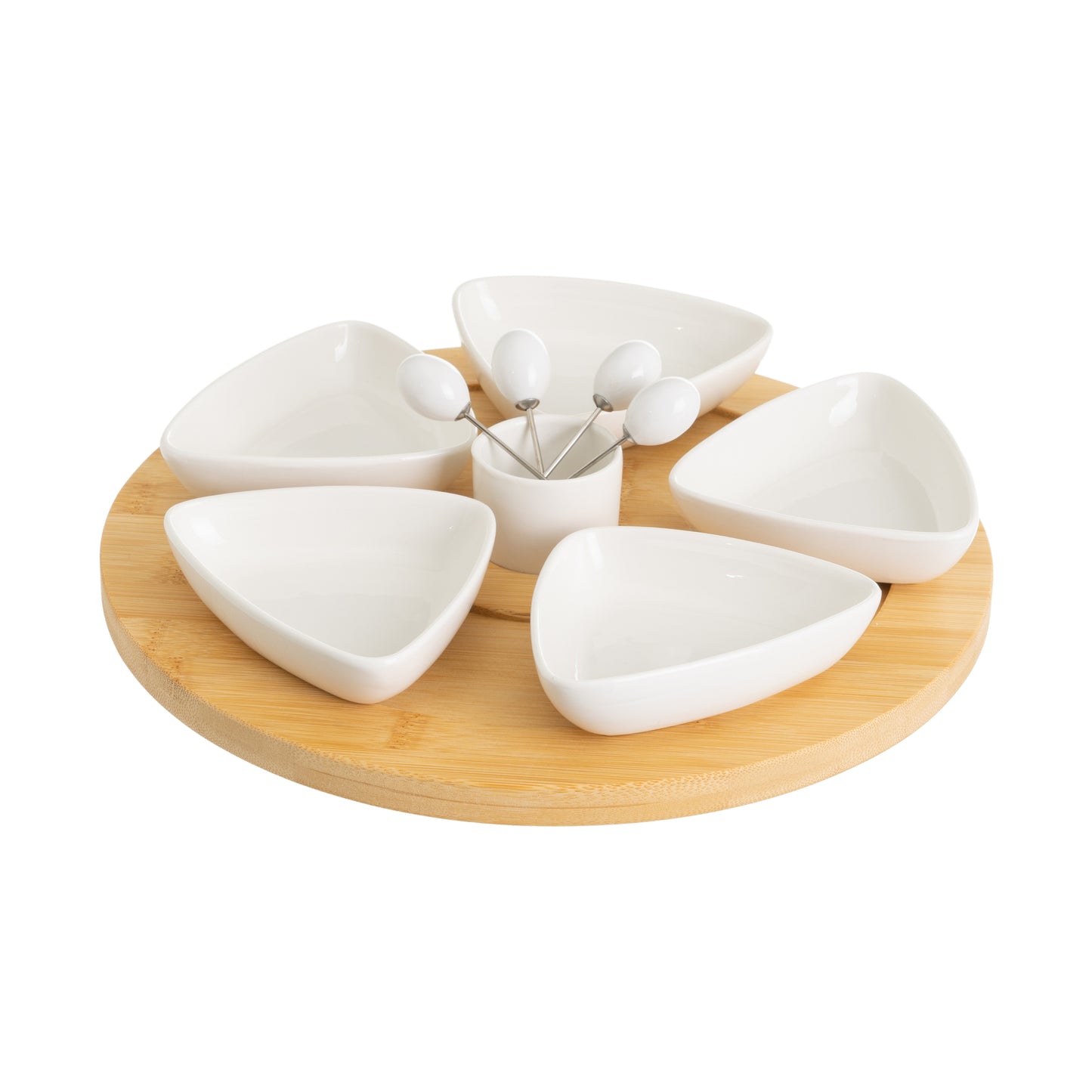 Cuenco con bandeja porcelona-bambu 30*30*5cm