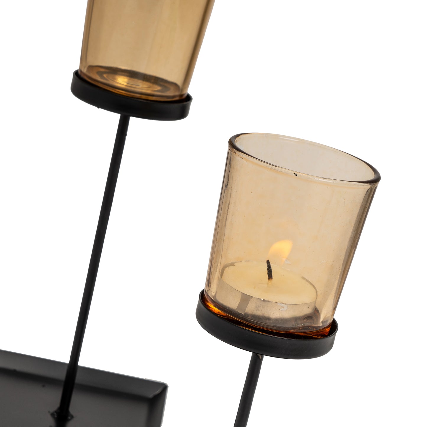 2 portavelas metal-cristal negro
