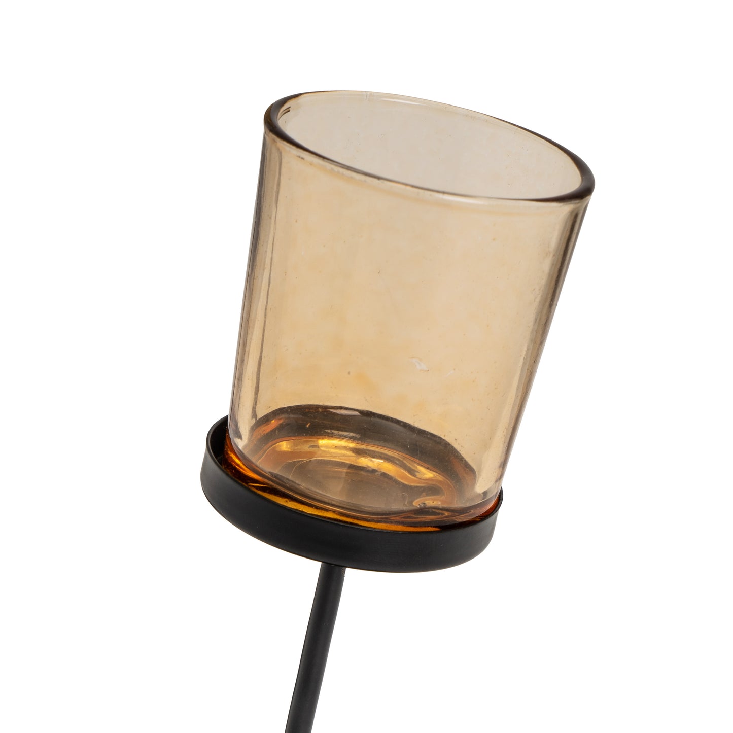 2 portavelas metal-cristal negro