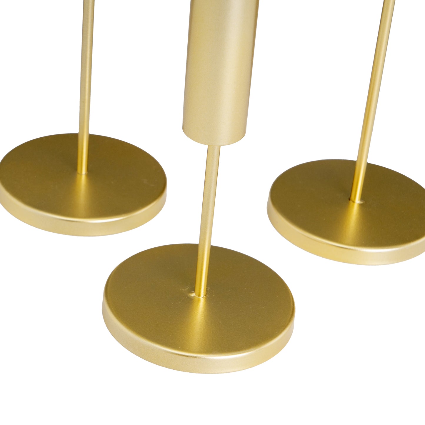 3 portavelas metal oro