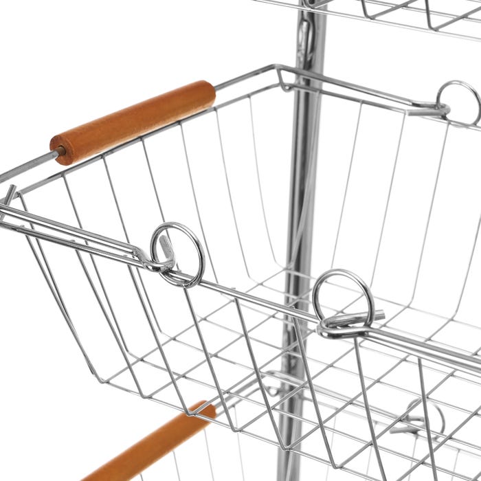 CARRELLO CON 4 CESTI IN FERRO CROMATO 27,50 X 26 X 78 CM
