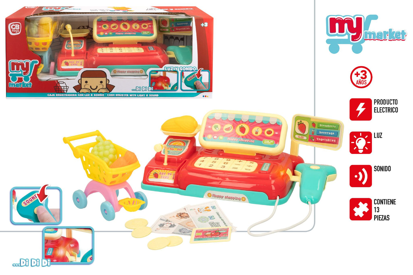 Caja registradora con luz y sonido