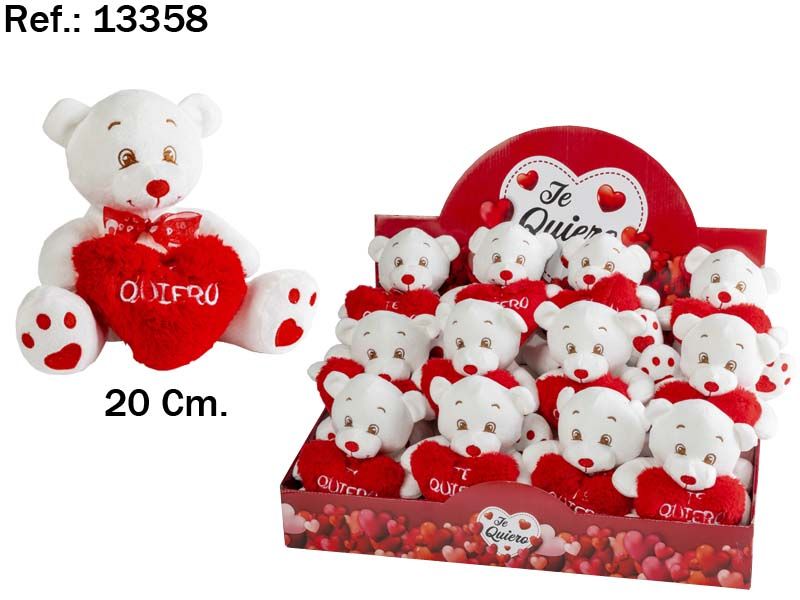 Osito blanco con corazon 20cm