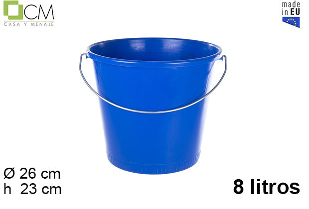 Cubo PP azul con asa hierro 8 l d26*23cm