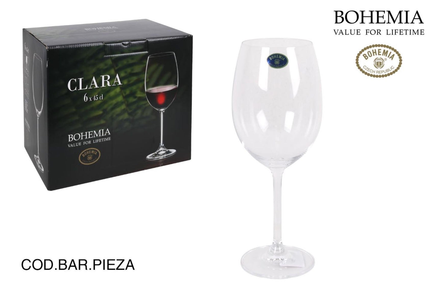 6 Copas de vino Clara 45cl Bohemia