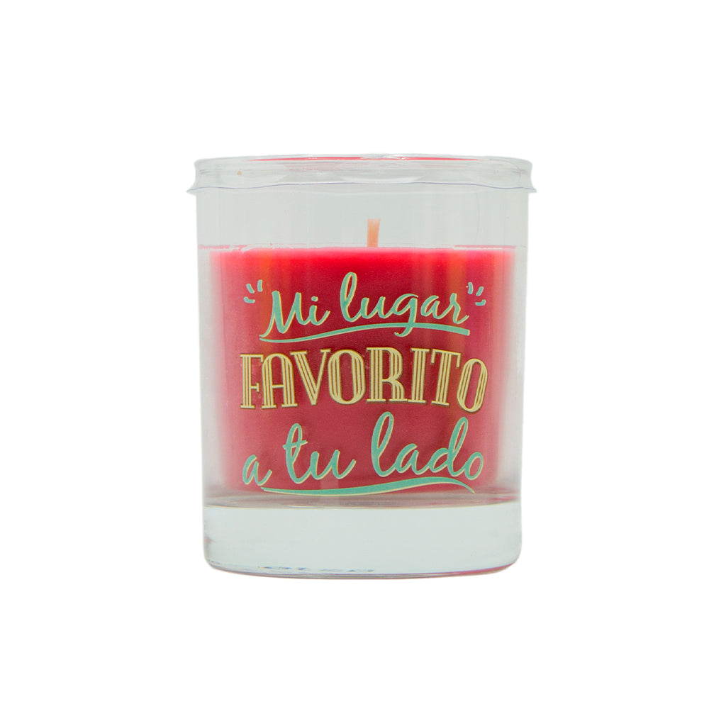 Vela aromática en vaso con mensaje A TU LADO