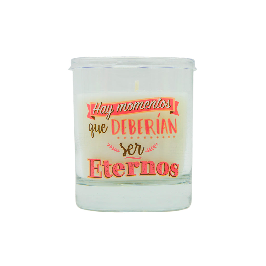 Vela aromática en vaso con mensaje ETERNOS