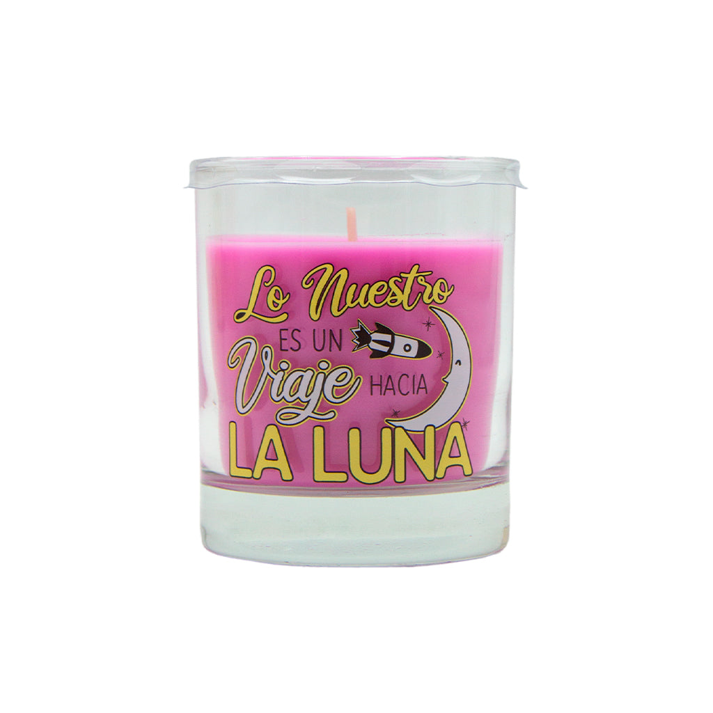 Vela aromática en vaso con mensaje LUNA