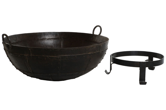 Macetero de Hierro con Soporte y Asas – 100 x 90 x 64 cm – Marrón