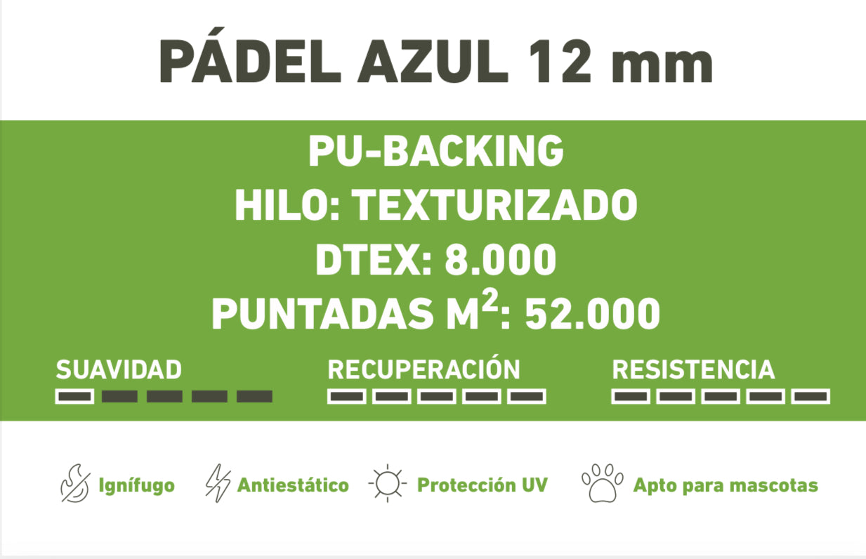 Cesped artificial mod. Padel azul 12mm