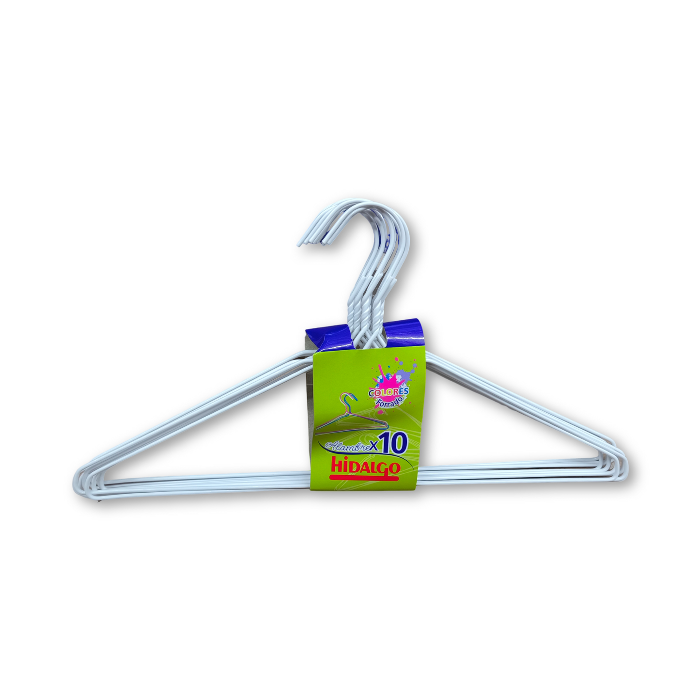 Pack 10 perchas alambre azul