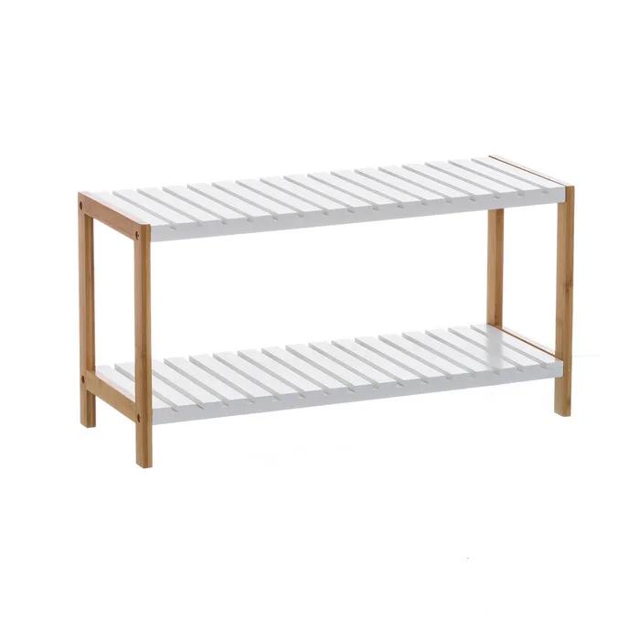 ZAPATERO 2 BALDAS BAMBÚ-MDF BLANCO 70 X 26 X 36 CM ( + medidas )