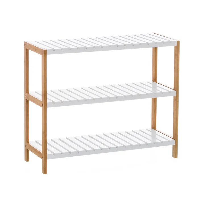 ZAPATERO 2 BALDAS BAMBÚ-MDF BLANCO 70 X 26 X 36 CM ( + medidas )