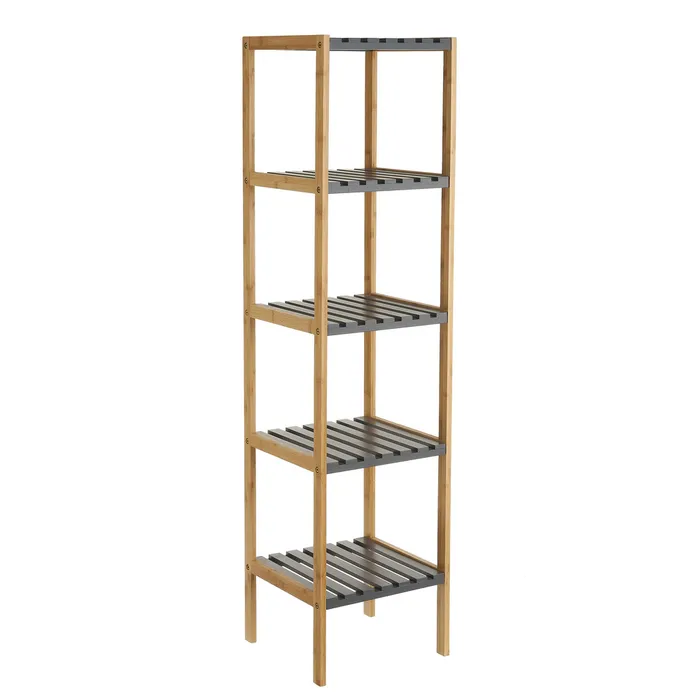 ESTANTERÍA 4 BALDAS BAMBÚ-MDF GRIS
34 X 33 X 110 CM ( + medidas )