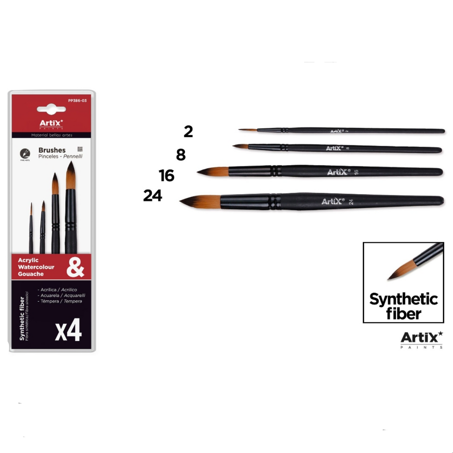 PINCELES CORTO SINTETICO #2 #8 #16 #24