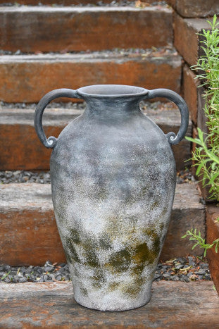 Jarron terracota 31*26*48cm envejecido gris oscuro