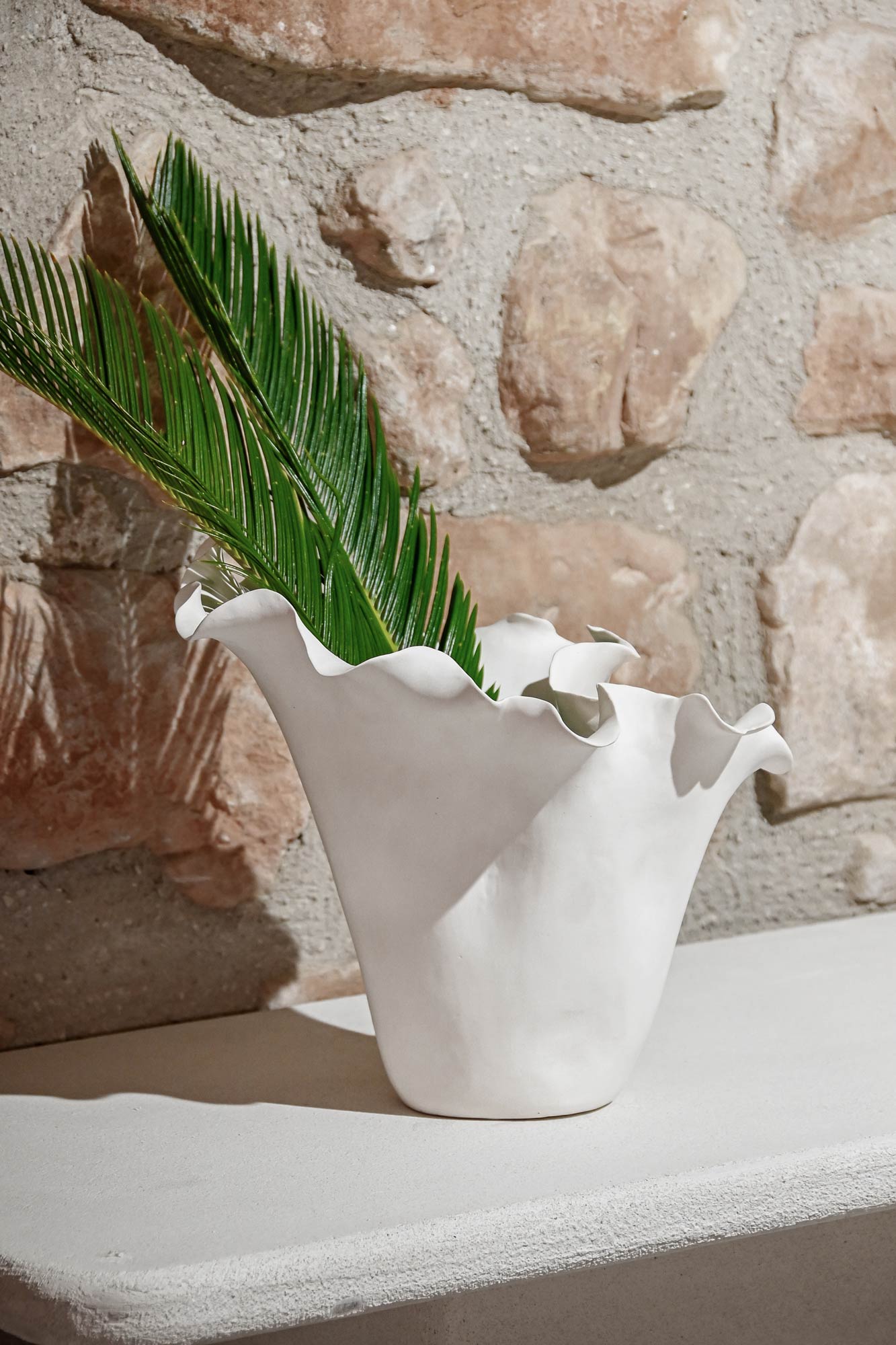 Jarron ceramica 29*26*27cm organico artesanal blanco