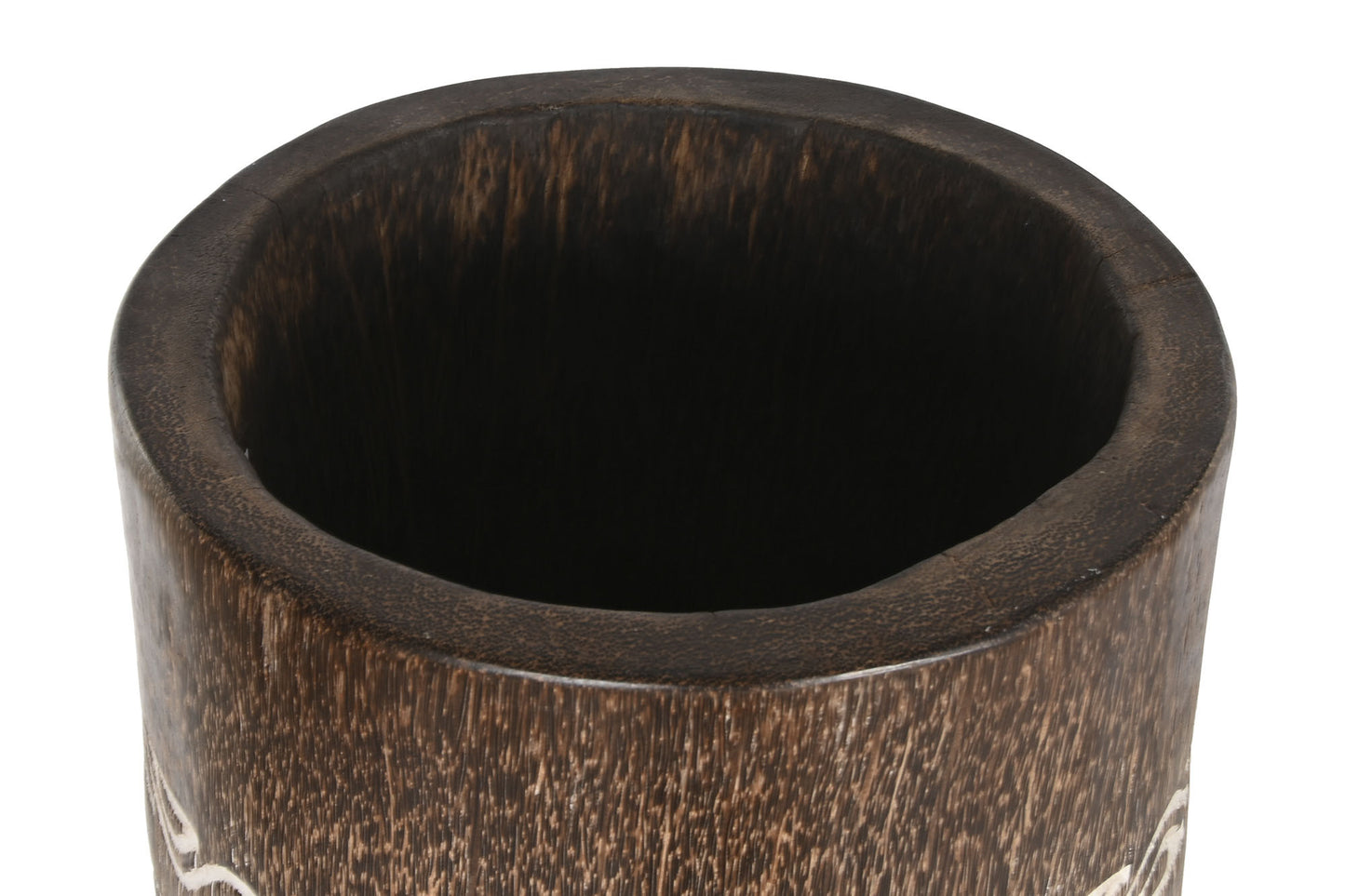 Macetero madera 30*30*120cm cocotero tallado marron