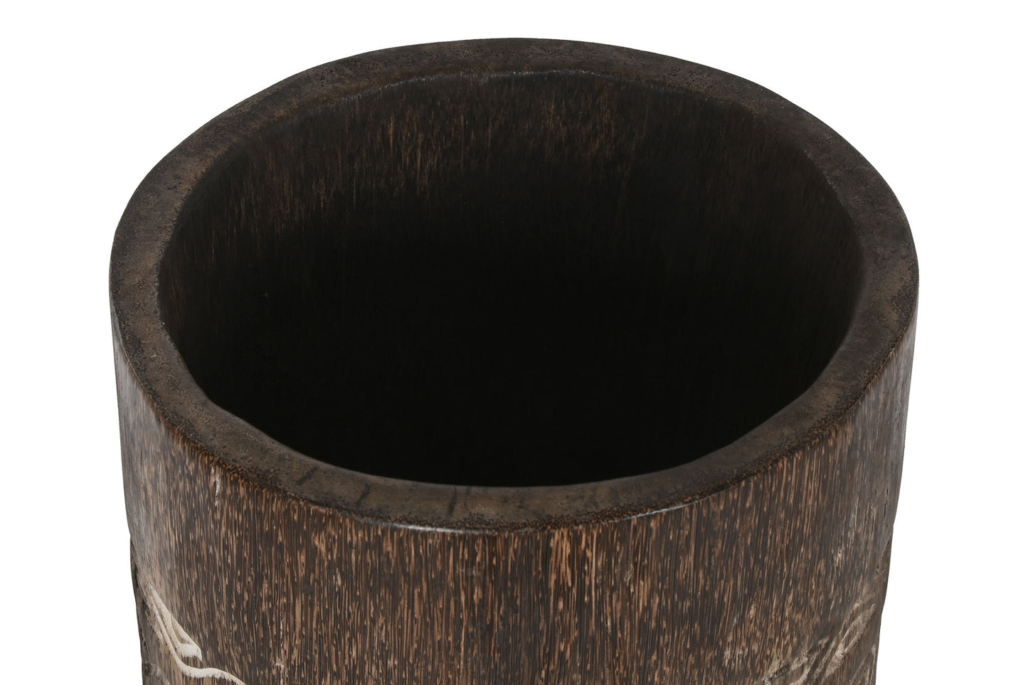 Macetero madera 20*20*90cm cocotero tallado marron